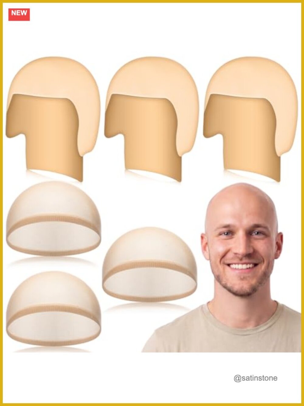 Halloween Latex Bald Cap Set with Mesh Wig Caps for Costume Parties